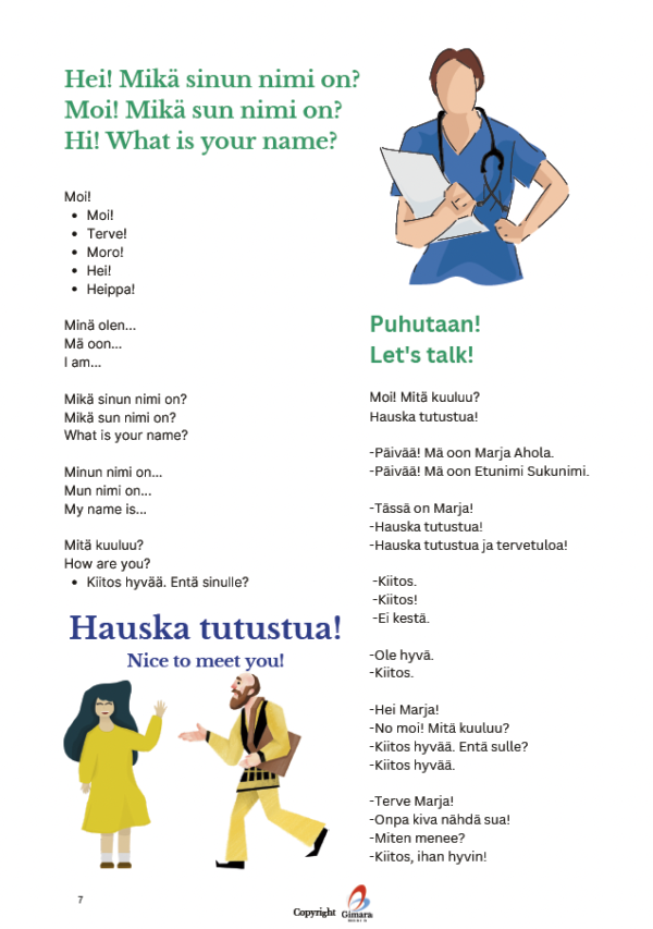 Suomea hoitajille - from level 0 to level A1.3 (e-book: PDF)
